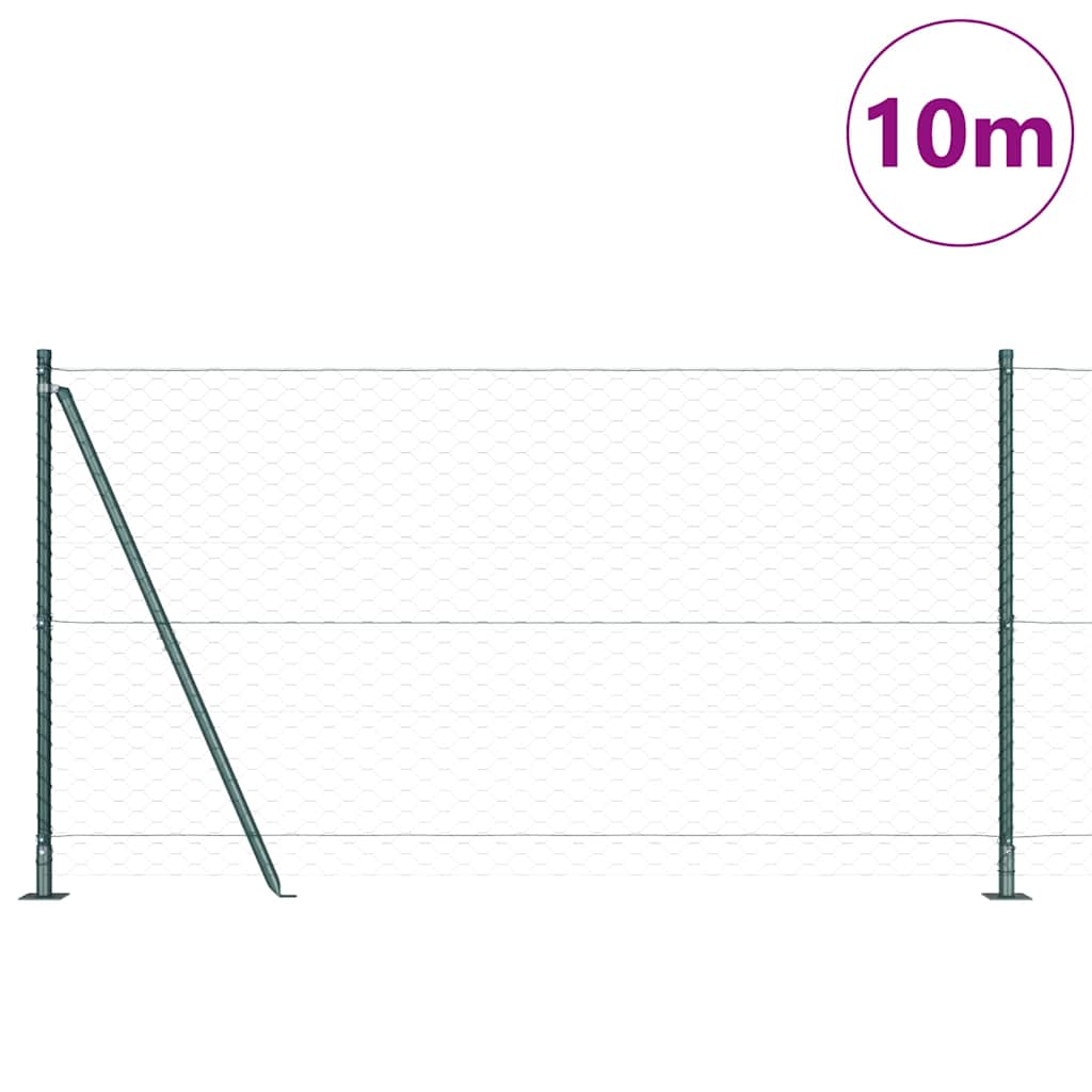 Vidaxl Zaunpfahl grün 10 x 1,2 m (50 mm Maschenweite) Stahl und PVC
