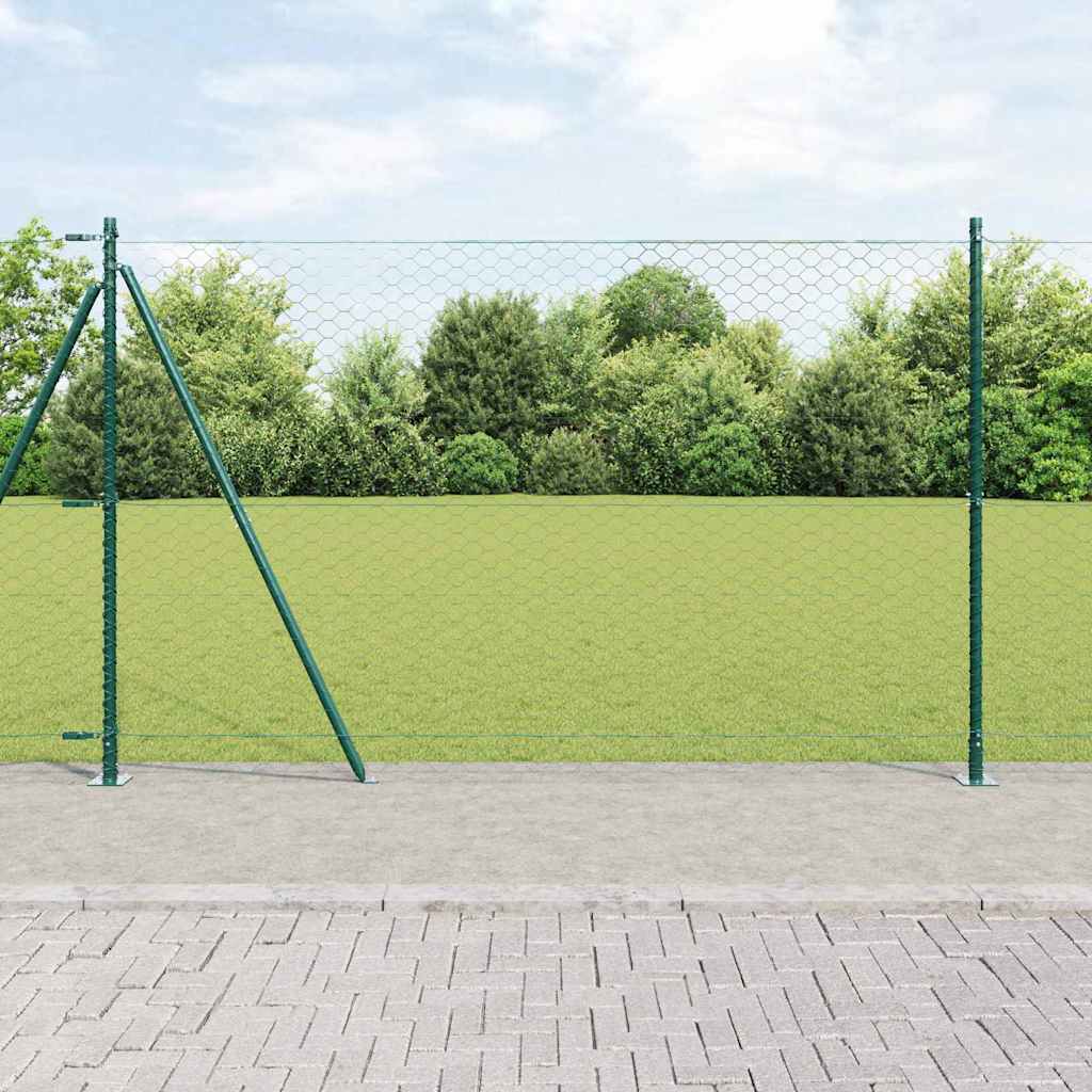 Vidaxl Zaunpfahl grün 10 x 1,4 m (50 mm Maschenweite) Stahl und PVC