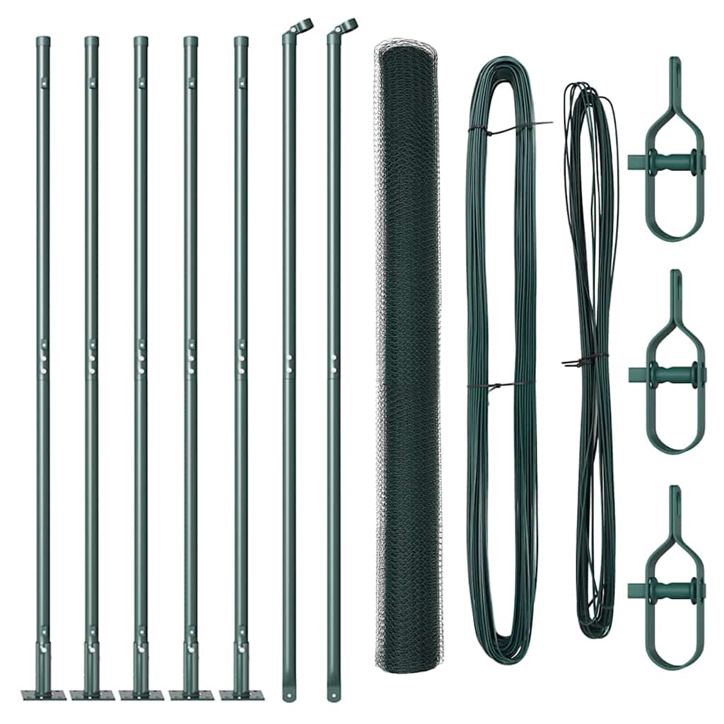 Vidaxl Zaunpfahl grün 10 x 1,5 m (13 mm Maschenweite) Stahl und PVC
