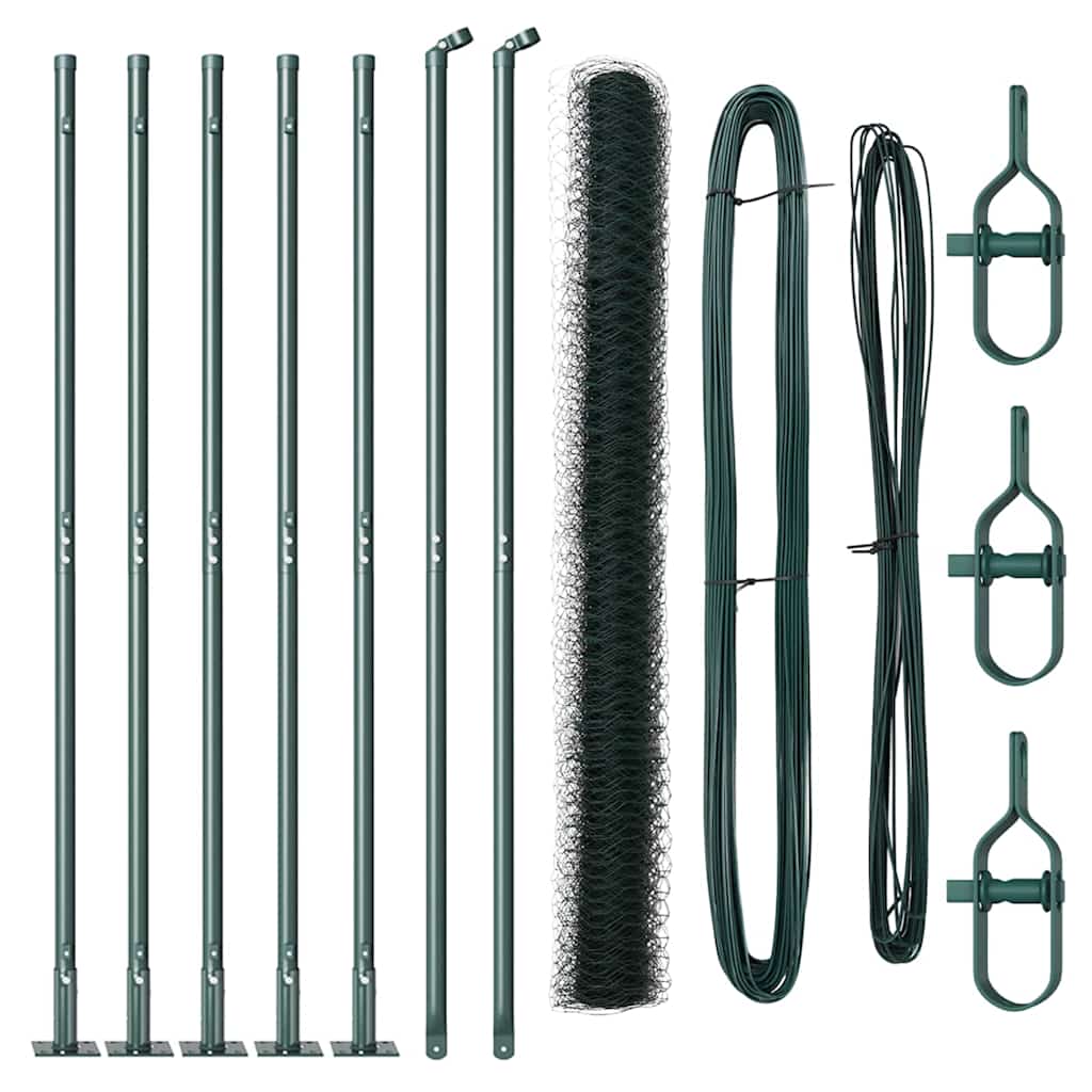 Vidaxl Zaunpfahl grün 10 x 1,6 m (36 mm Maschenweite) Stahl und PVC