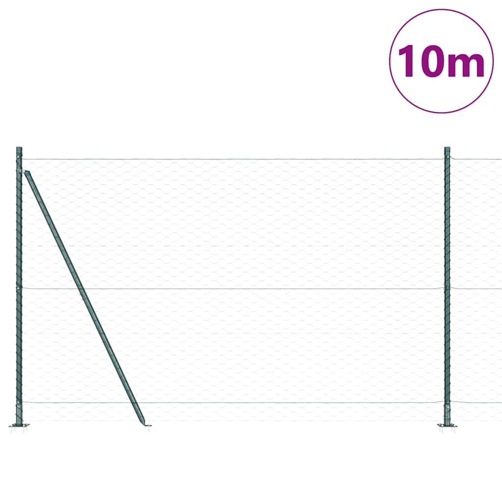 Vidaxl Zaunpfahl grün 10 x 1,6 m (50 mm Maschenweite) Stahl und PVC