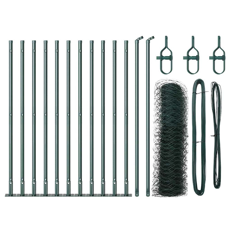 Vidaxl Zaunpfahl grün 25 x 0,4 m (50 mm Maschenweite) Stahl und PVC
