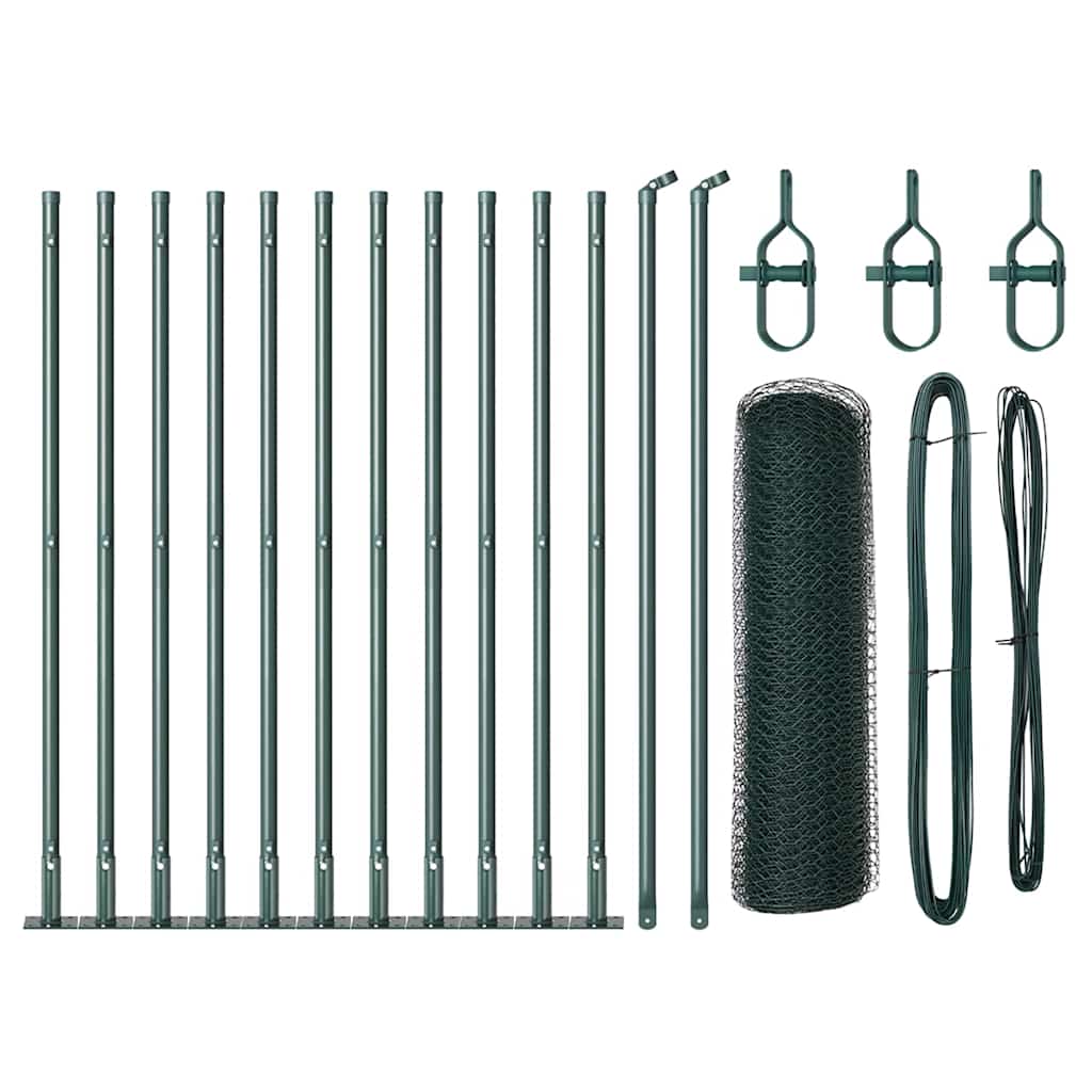 Vidaxl Zaunpfahl grün 25 x 0,5 m (13 mm Maschenweite) Stahl