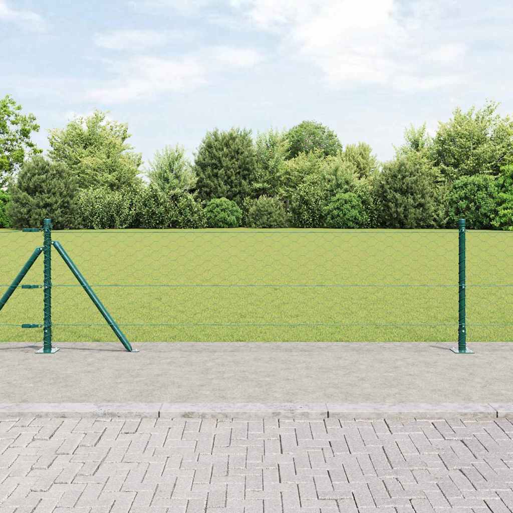 Vidaxl Zaunpfahl grün 25 x 0,6 m (50 mm Maschenweite) Stahl und PVC