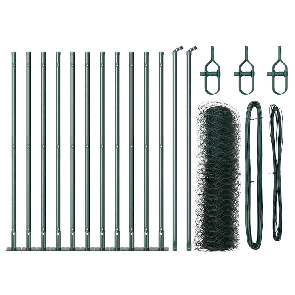 Vidaxl Zaunpfahl grün 25 x 0,6 m (50 mm Maschenweite) Stahl und PVC