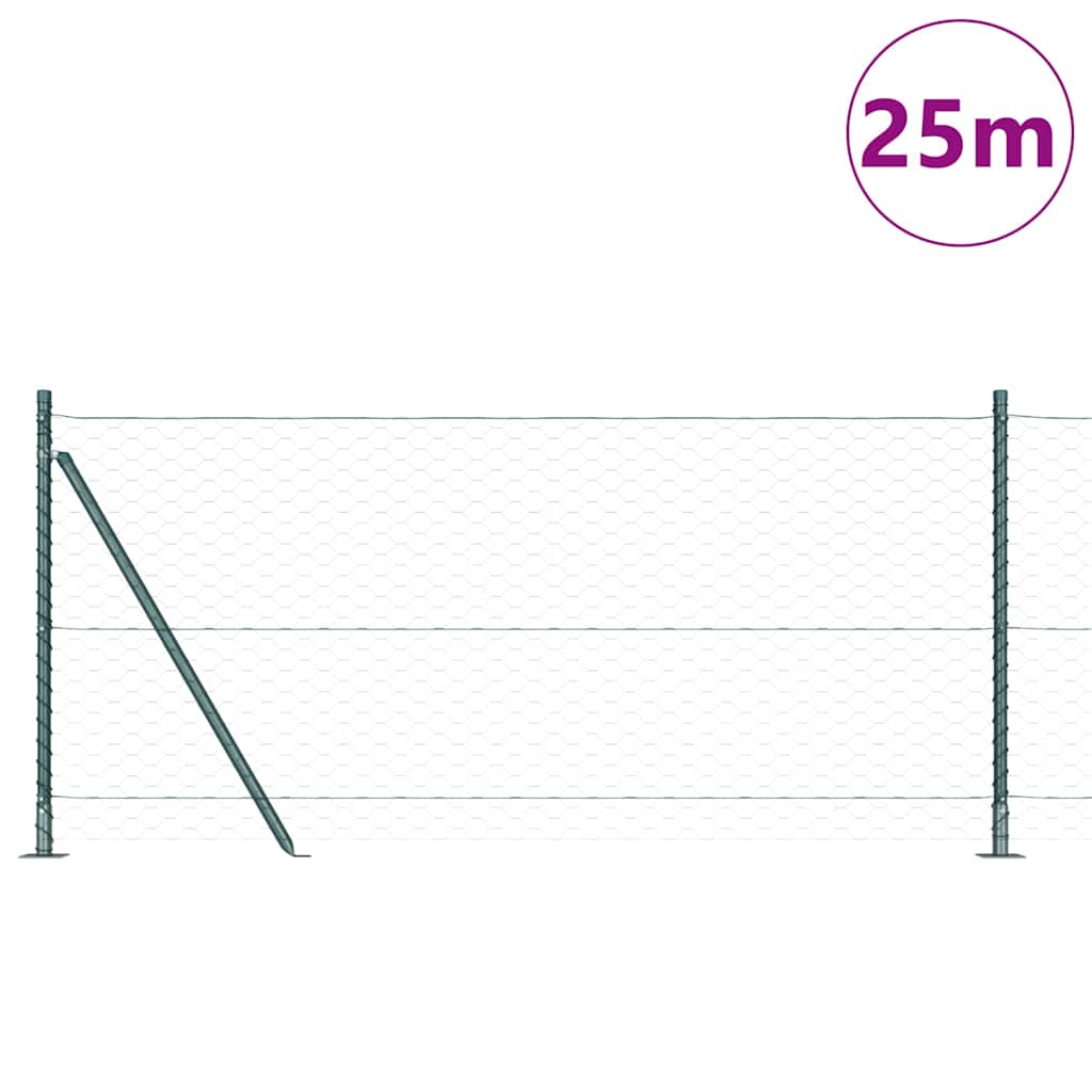 Vidaxl Zaunpfahl grün 25 x 0,8 m (50 mm Maschenweite) Stahl und PVC