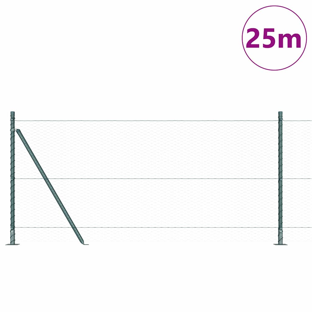 Vidaxl Zaunpfahl grün 25 x 1 m (25 mm Maschenweite) Stahl
