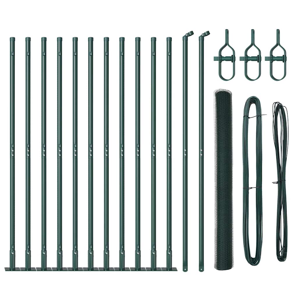 Vidaxl Zaunpfahl grün 25 x 1,4 m (25 mm Maschenweite) Stahl und PVC