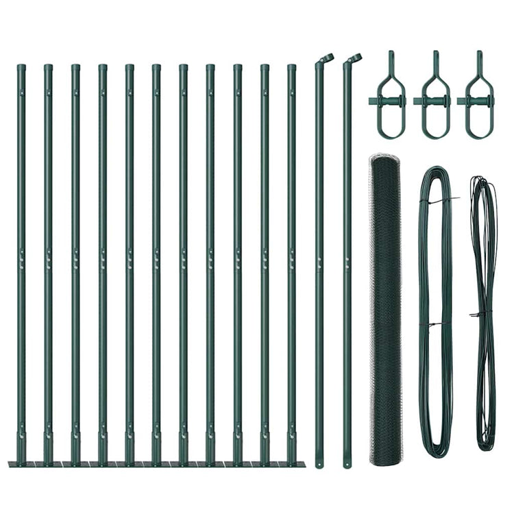 Vidaxl Zaunpfahl grün 25 x 1,4 m (25 mm Maschenweite) Stahl und PVC