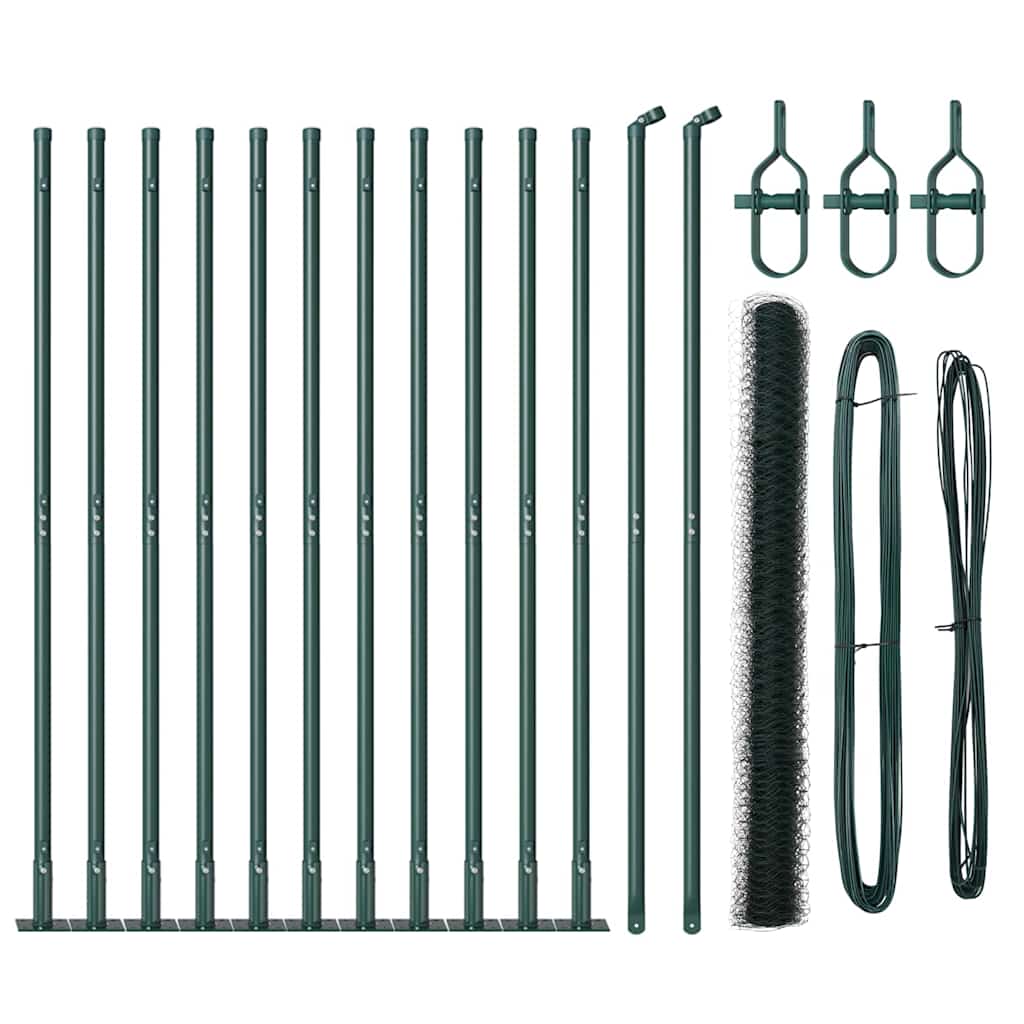 Vidaxl Zaunpfahl grün 25 x 1,4 m (50 mm Maschenweite) Stahl und PVC