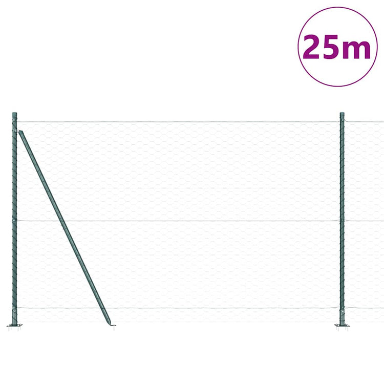 Vidaxl Zaunpfahl grün 25 x 1,4 m (50 mm Maschenweite) Stahl und PVC