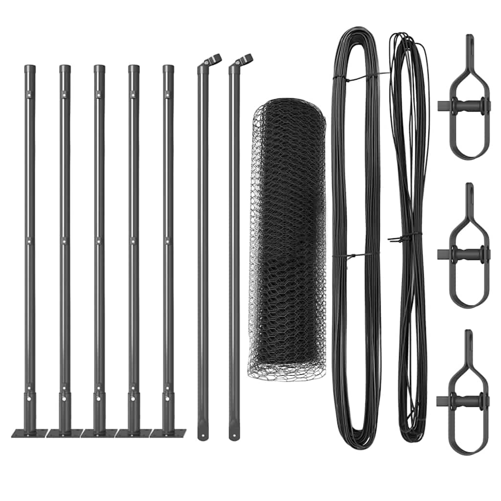 Vidaxl Zaunpfosten grau 10 x 0,4 m (25 mm Maschenweite) Stahl und PVC