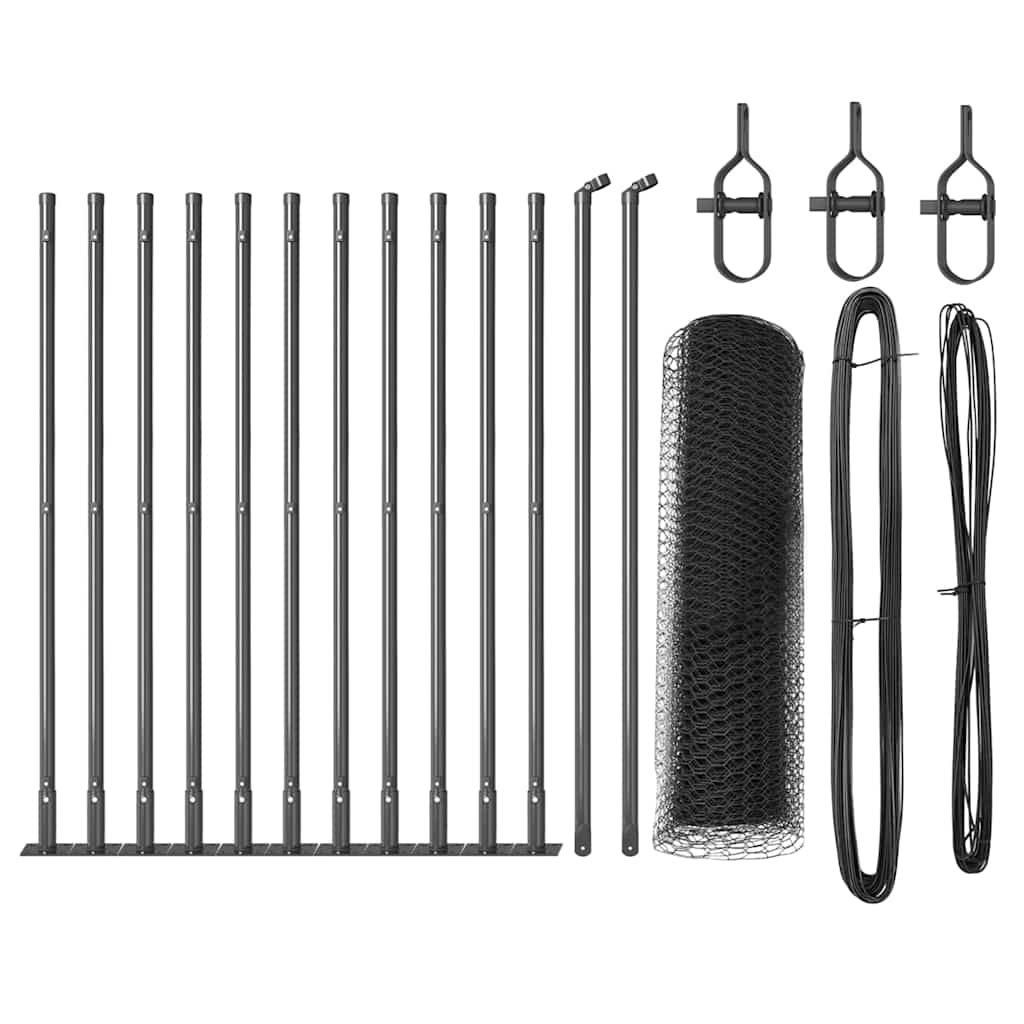 Vidaxl Zaunpfosten grau 25 x 0,4 m (13 mm Maschenweite) Stahl und PVC