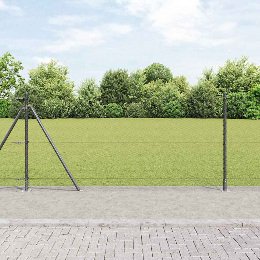 Vidaxl Zaunpfahl grau 25 x 0,8 m (25 mm Maschenweite) Stahl und PVC
