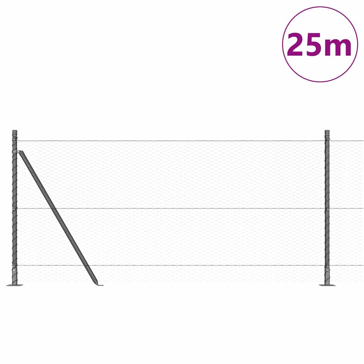 Vidaxl Zaunpfahl grau 25 x 0,8 m (25 mm Maschenweite) Stahl und PVC
