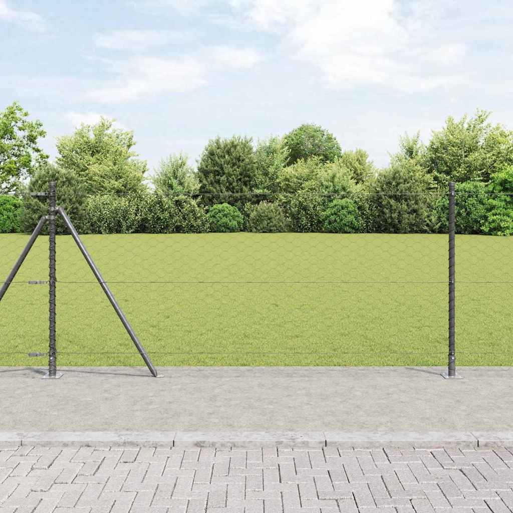 Vidaxl Zaunpfosten grau 25 x 0,8 m (50 mm Maschenweite) Stahl und PVC