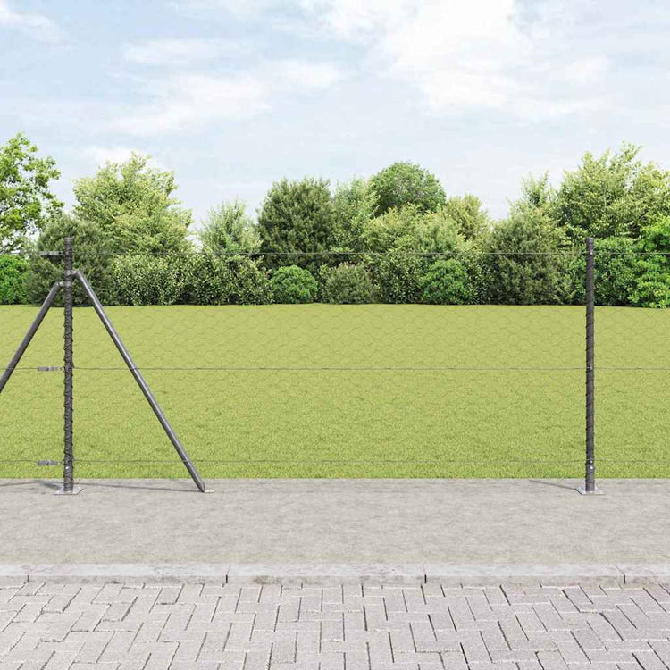 Vidaxl Zaunpfosten grau 25 x 0,8 m (50 mm Maschenweite) Stahl und PVC