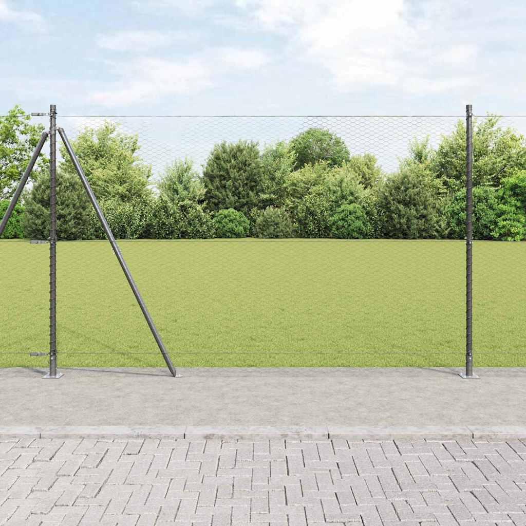 Vidaxl Zaunpfosten grau 25 x 1,4 m (25 mm Maschenweite) Stahl und PVC