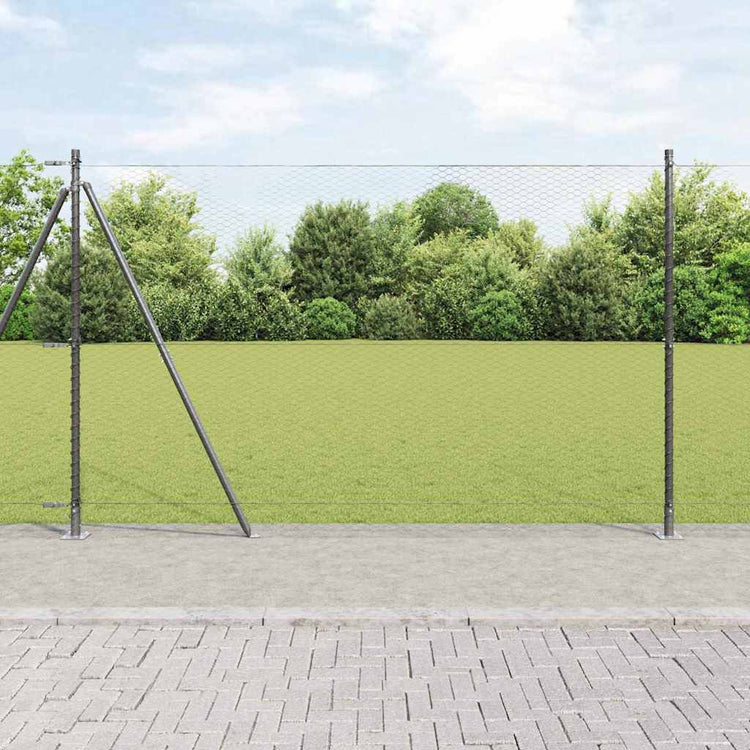 Vidaxl Zaunpfosten grau 25 x 1,4 m (25 mm Maschenweite) Stahl und PVC