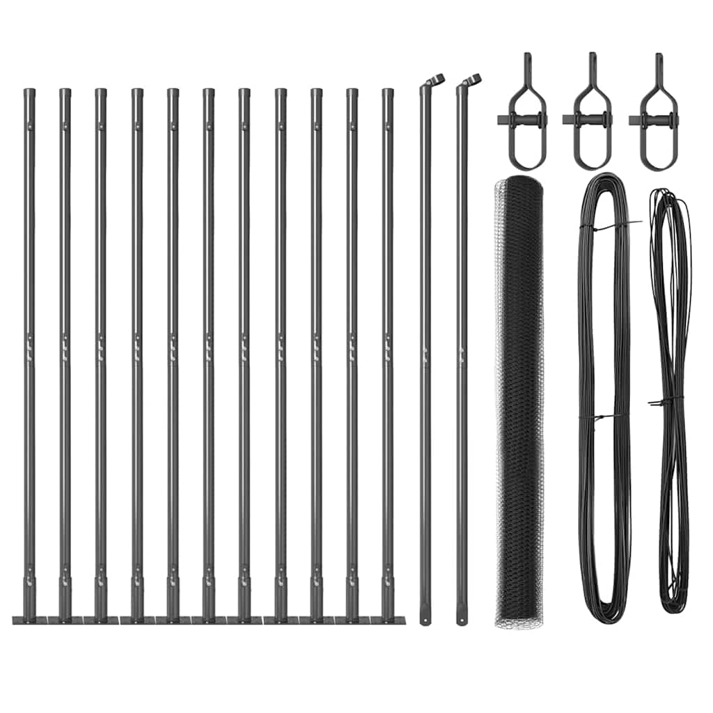 Vidaxl Zaunpfosten grau 25 x 1,4 m (25 mm Maschenweite) Stahl und PVC