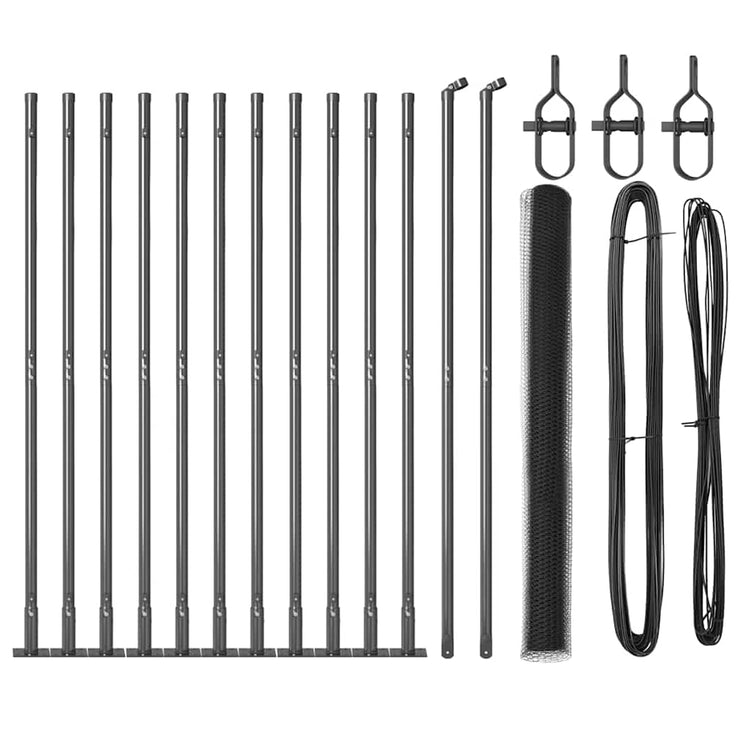 Vidaxl Zaunpfosten grau 25 x 1,4 m (25 mm Maschenweite) Stahl und PVC