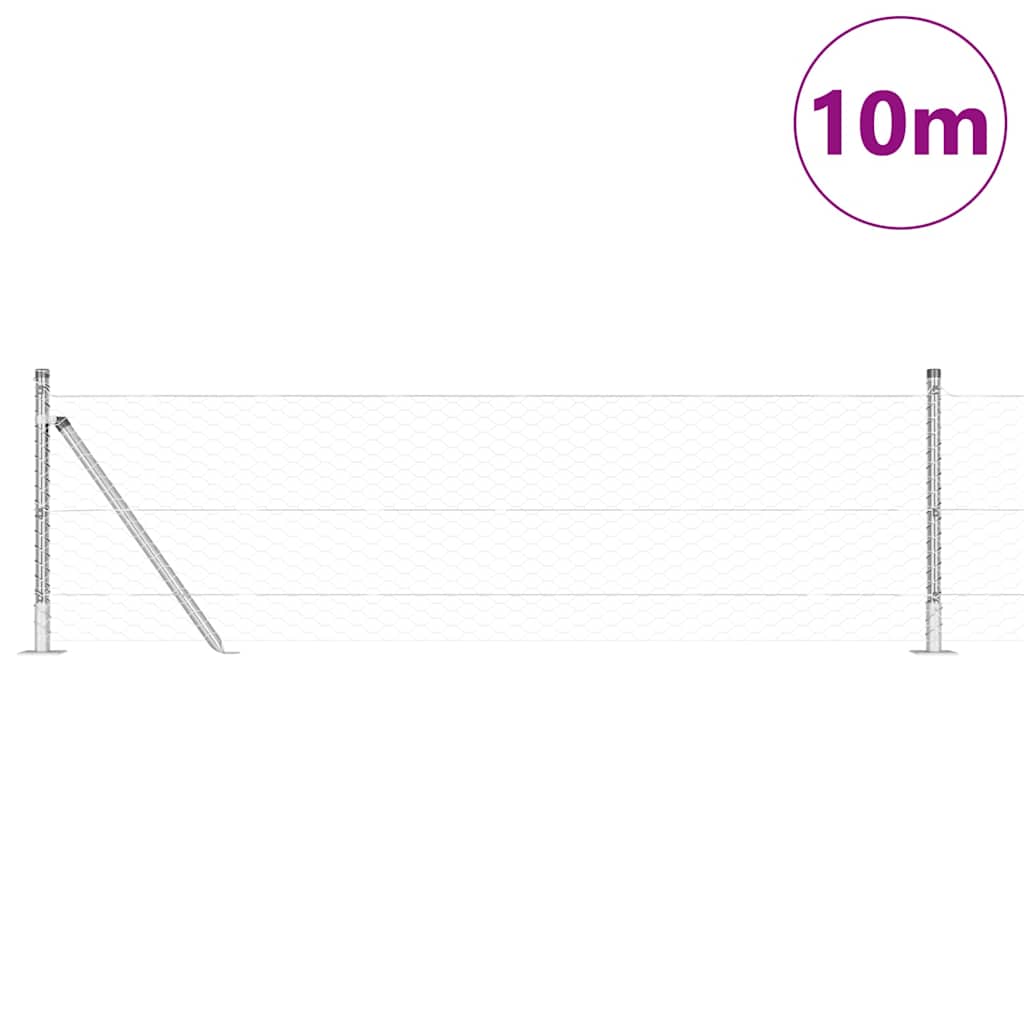 Vidaxl Zaunpfahl Silber 10 x 0,4 m (36 mm Maschenweite) Stahl