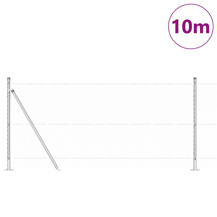 Vidaxl Zaunpfahl Silber 10 x 1 m (25 mm Maschenweite) Stahl