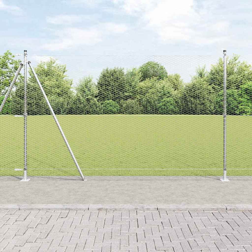 Vidaxl Zaunpfahl Silber 10 x 1,4 m (25 mm Maschenweite) Stahl