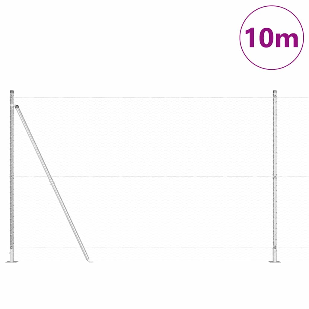 Vidaxl Zaunpfahl Silber 10 x 1,5 m (25 mm Maschenweite) Stahl