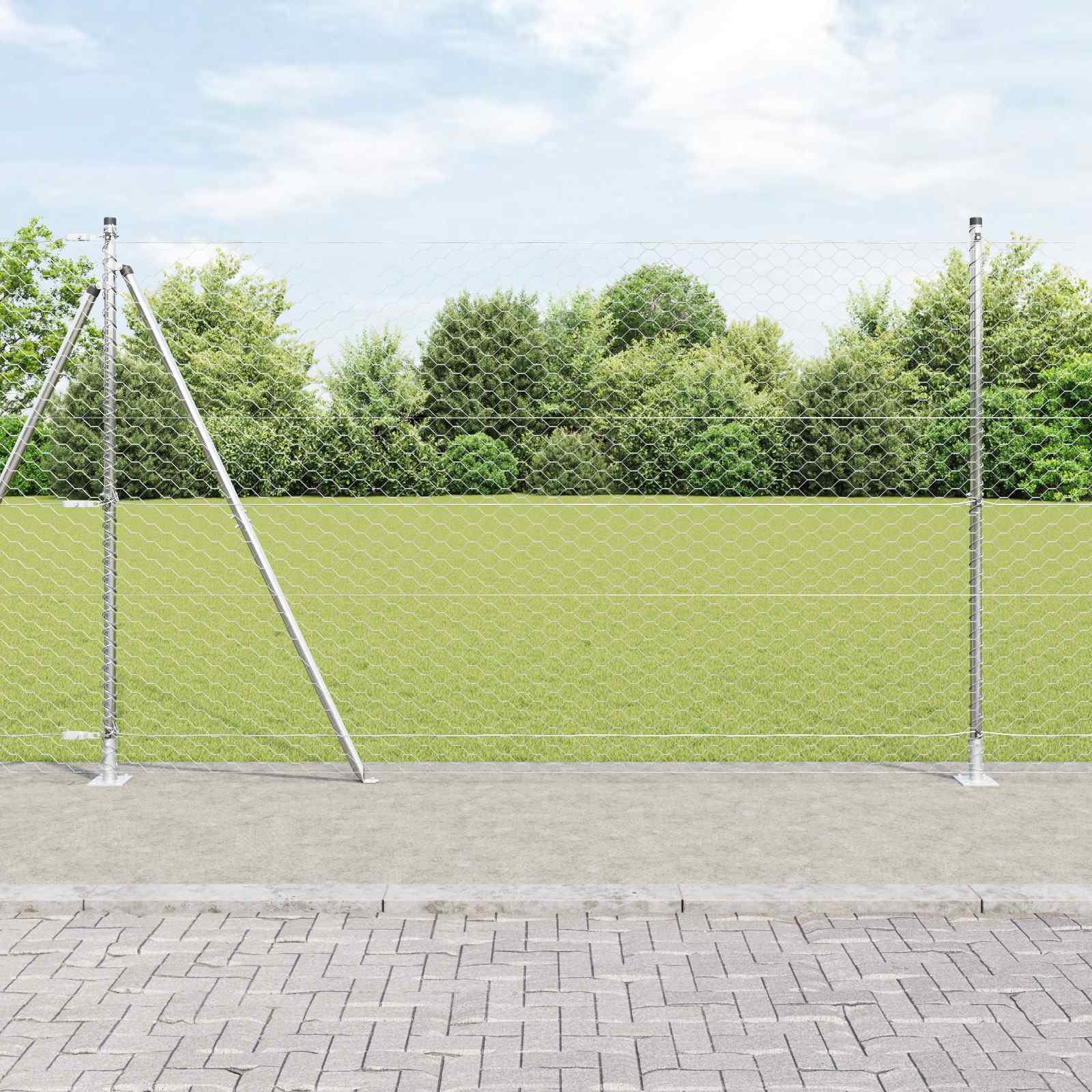 Vidaxl Zaunpfahl Silber 10 x 1,5 m (50 mm Maschenweite) Stahl