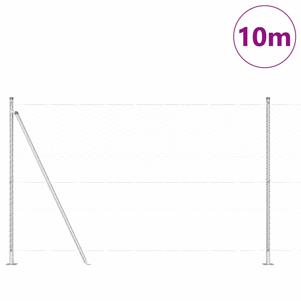 Vidaxl Zaunpfahl Silber 10 x 1,6 m (50 mm Maschenweite) Stahl