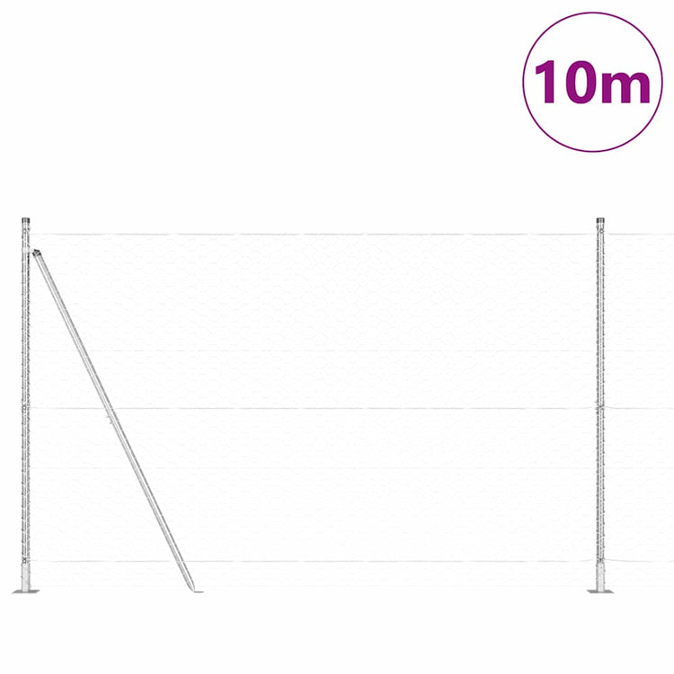 Vidaxl Zaunpfahl Silber 10 x 1,6 m (50 mm Maschenweite) Stahl