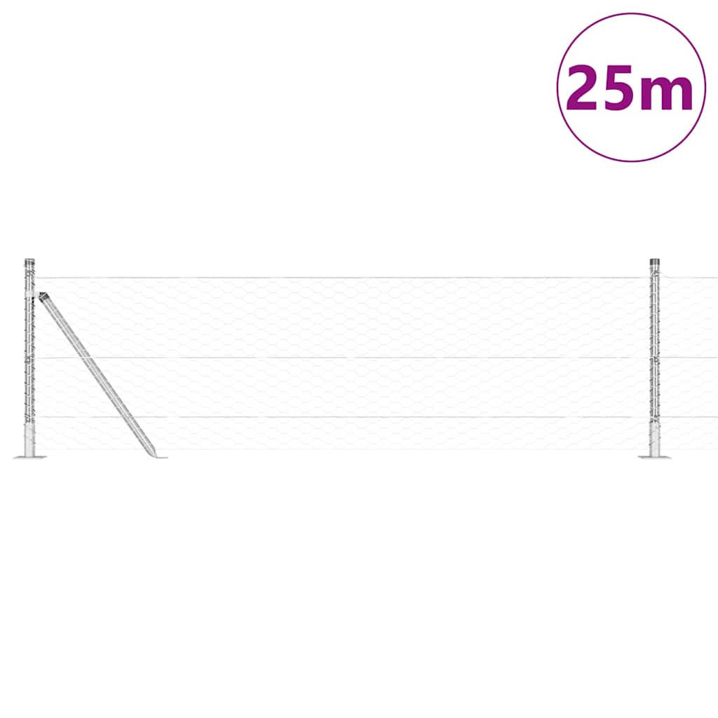Vidaxl Zaunpfahl Silber 25 x 0,4 m (36 mm Maschenweite) Stahl