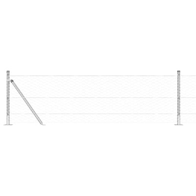 Vidaxl Zaunpfahl Silber 25 x 0,5 m (36 mm Maschenweite) Stahl