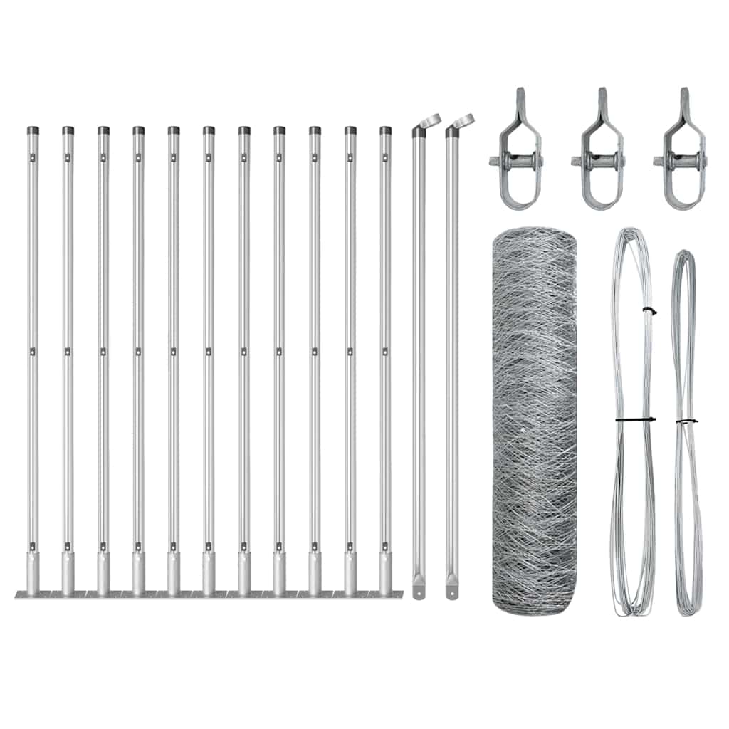Vidaxl Zaunpfahl Silber 25 x 0,5 m (50 mm Maschenweite) Stahl