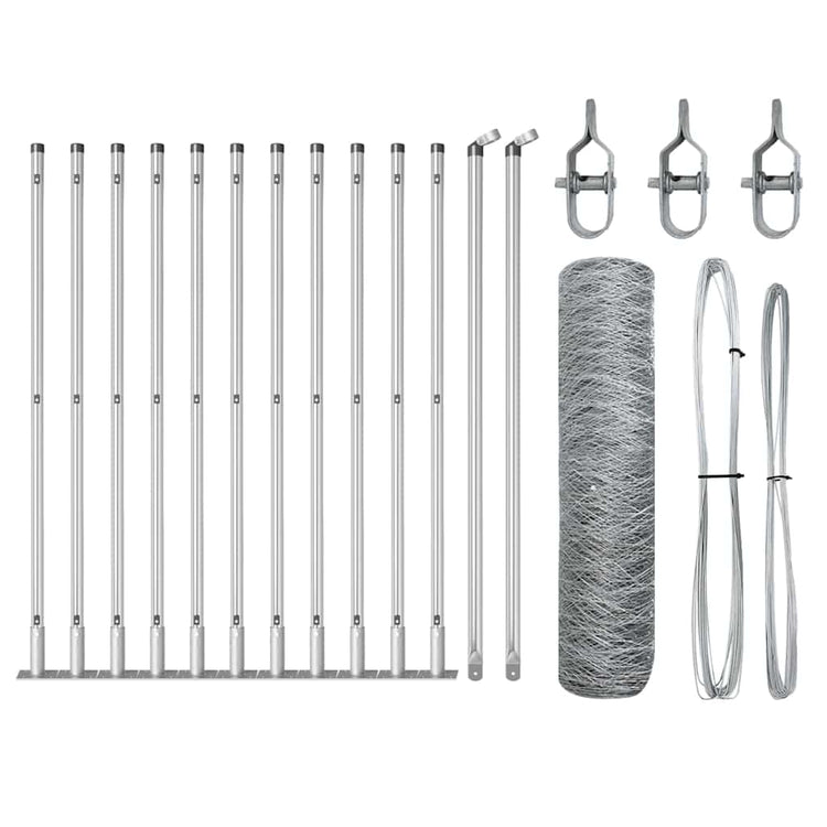 Vidaxl Zaunpfahl Silber 25 x 0,5 m (50 mm Maschenweite) Stahl