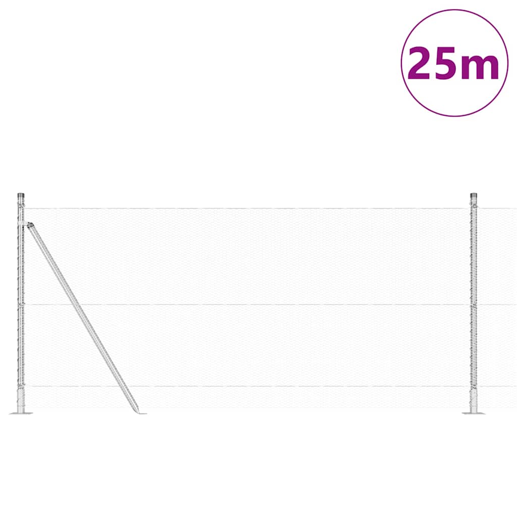 Vidaxl Zaunpfahl Silber 25 x 0,8 m (13 mm Maschenweite) Stahl
