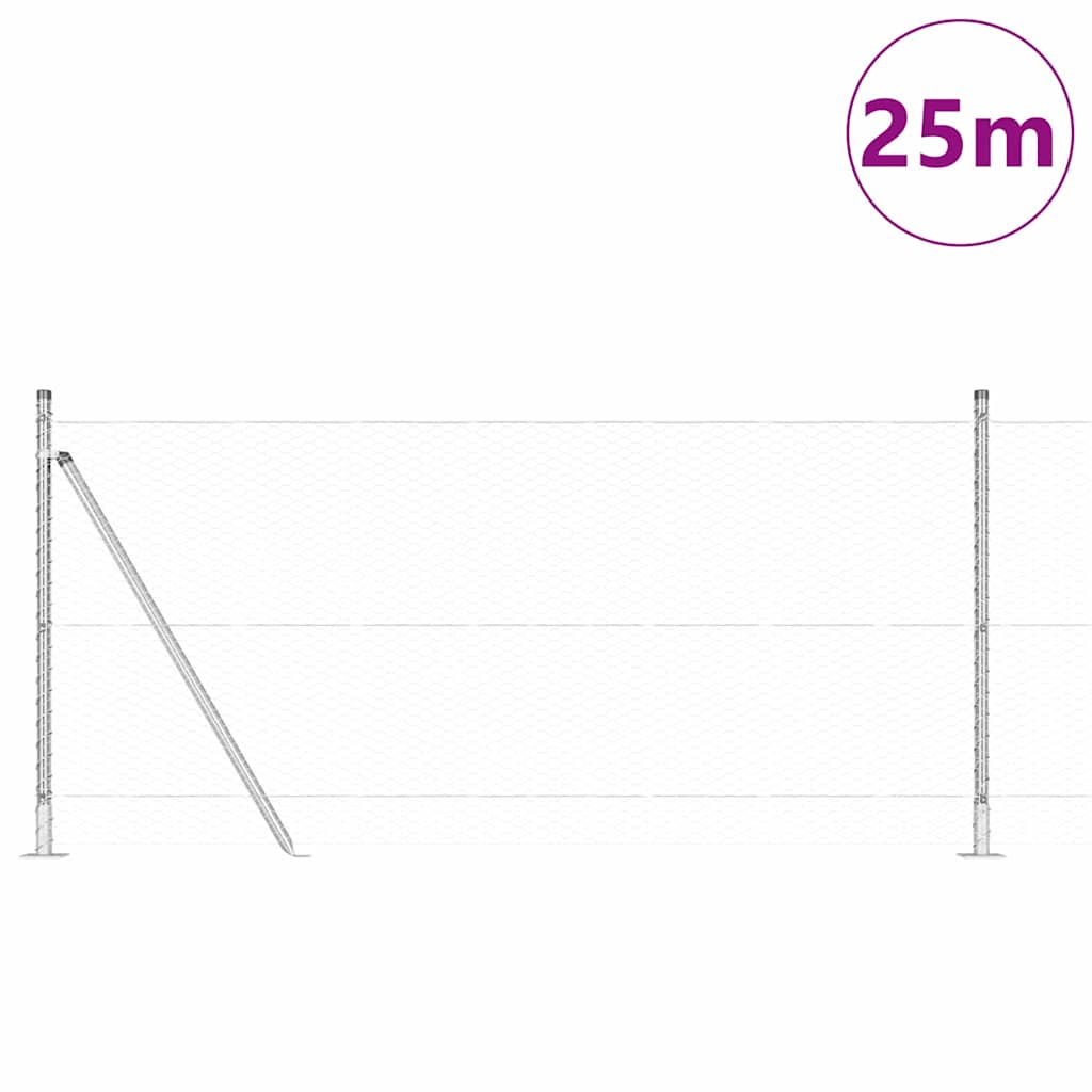 Vidaxl Zaunpfahl Silber 25 x 1 m (25 mm Maschenweite) Stahl