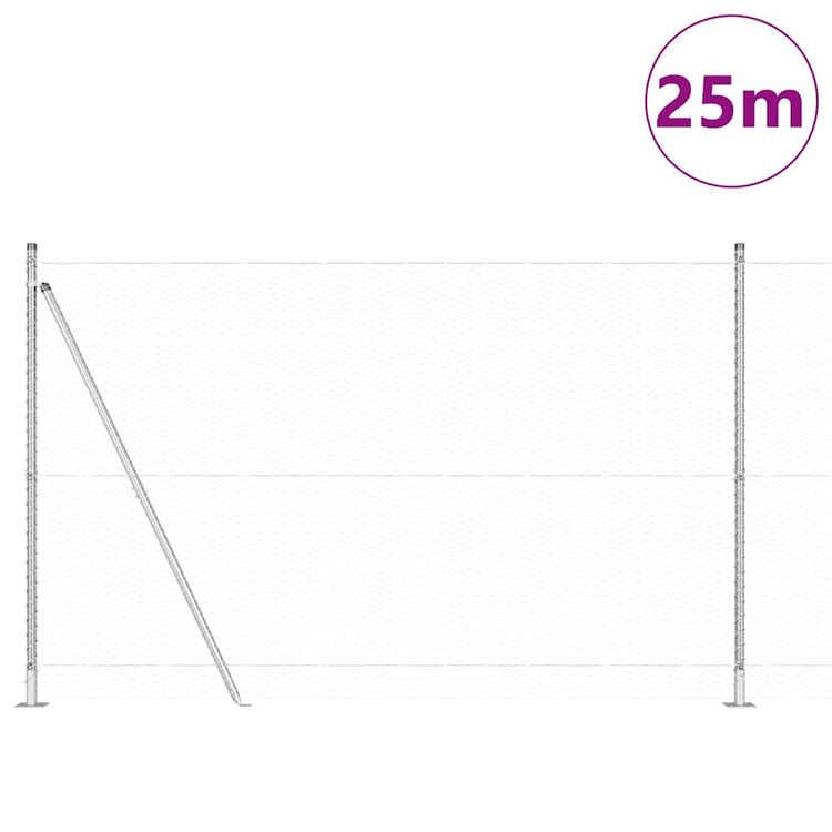 Vidaxl Zaunpfahl Silber 25 x 1,4 m (25 mm Maschenweite) Stahl