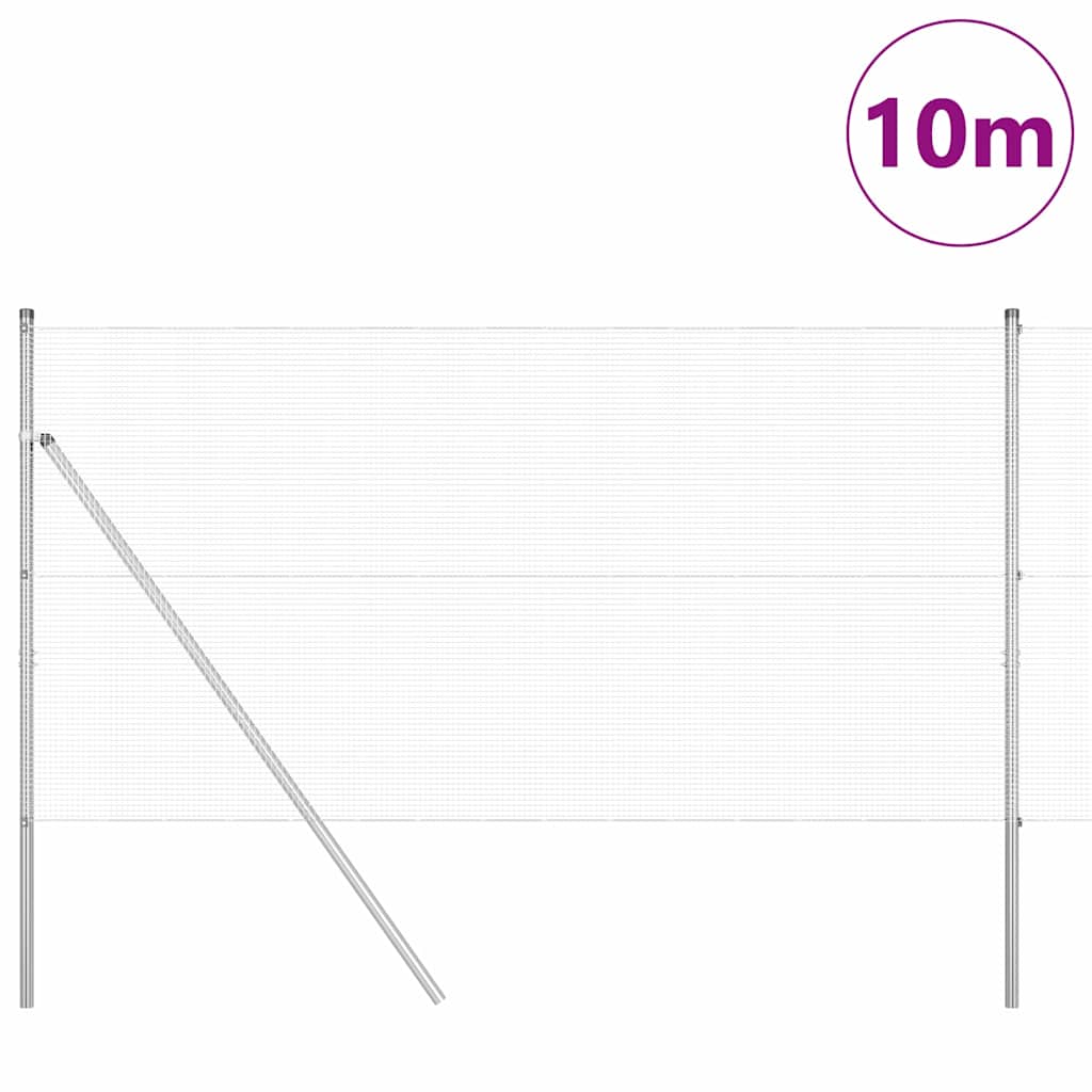 Vidaxl Zaunpfahl Silber 10 x 1 m (12 x 12 mm Maschenweite) Stahl