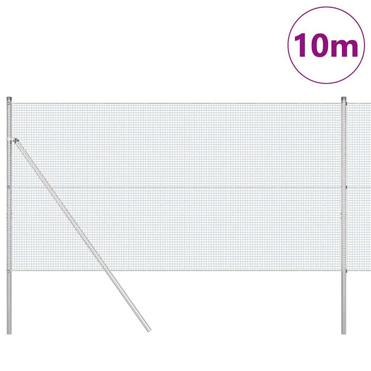 Vidaxl Zaunpfahl Silber 10 x 1,2 m (16 x 16 mm Maschenweite) Stahl