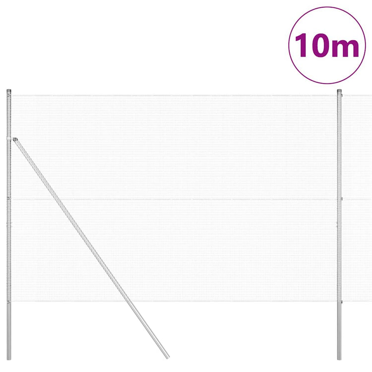 Vidaxl Zaunpfahl Silber 10 x 1,5 m (12 x 12 mm Maschenweite) Stahl