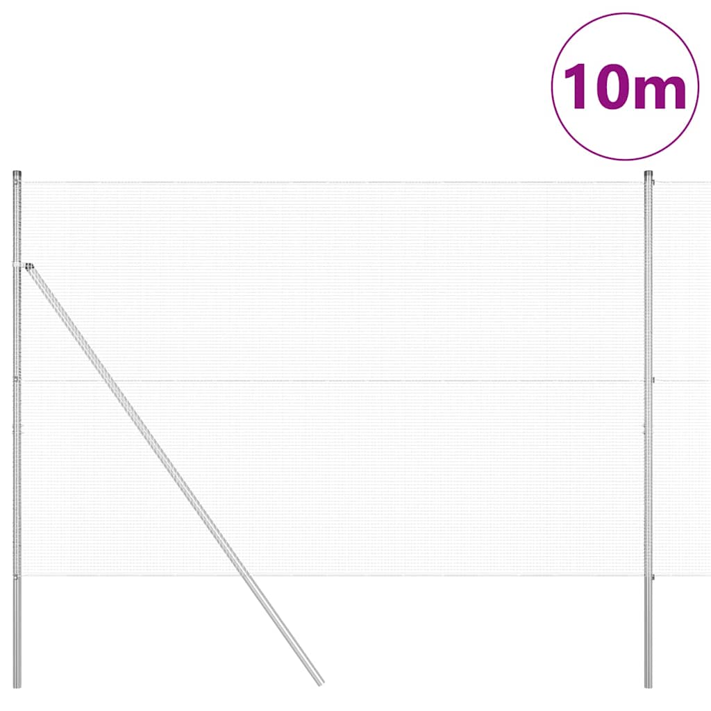 Vidaxl Zaunpfahl Silber 10 x 1,6 m (12 x 12 mm Maschenweite) Stahl