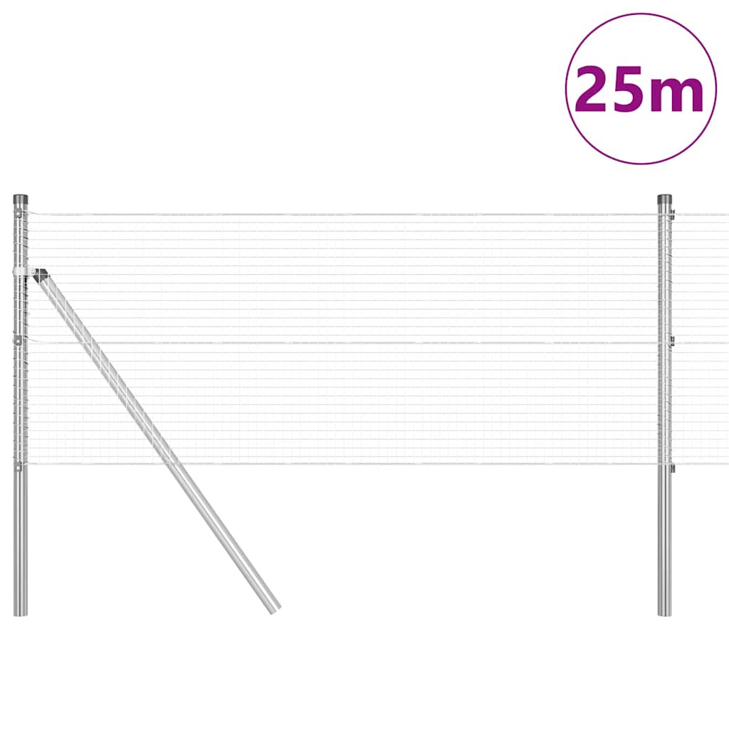 Vidaxl Zaunpfahl Silber 25 x 0,4 m (19 x 19 mm Maschenweite) Stahl
