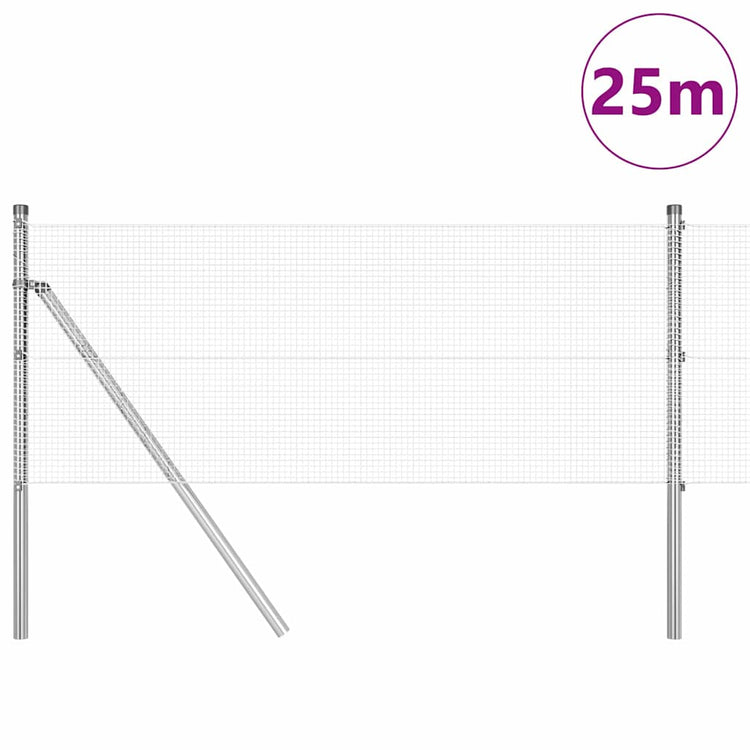 Vidaxl Zaunpfahl Silber 25 x 0,5 m (12 x 12 mm Maschenweite) Stahl