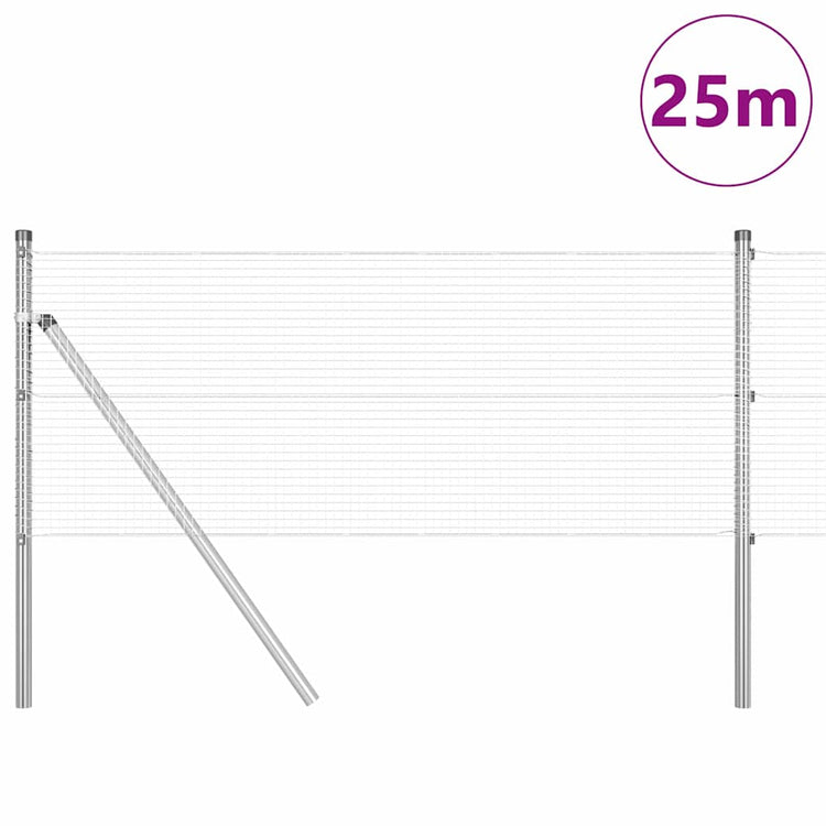 Vidaxl Zaunpfahl Silber 25 x 0,8 m (16 x 16 mm Zaunnetz) Stahl