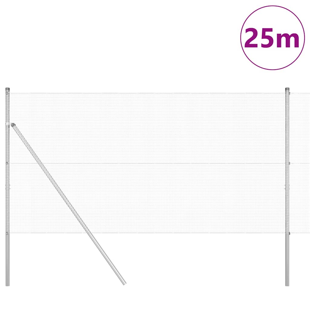 Vidaxl Zaunpfahl Silber 25 x 1 m (12 x 12 mm Maschenweite) Stahl