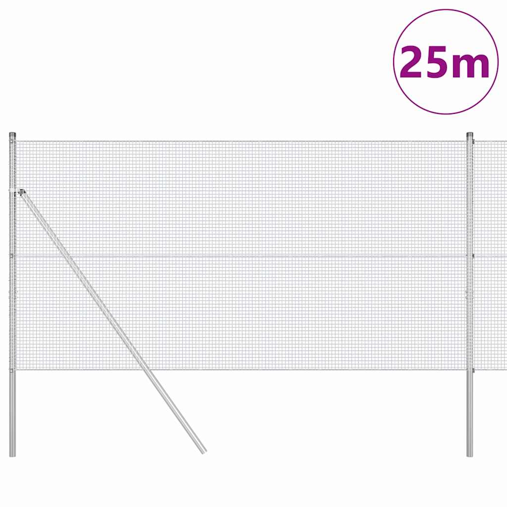 Vidaxl Zaunpfahl Silber 25 x 1 m (16 x 16 mm Maschenweite) Stahl