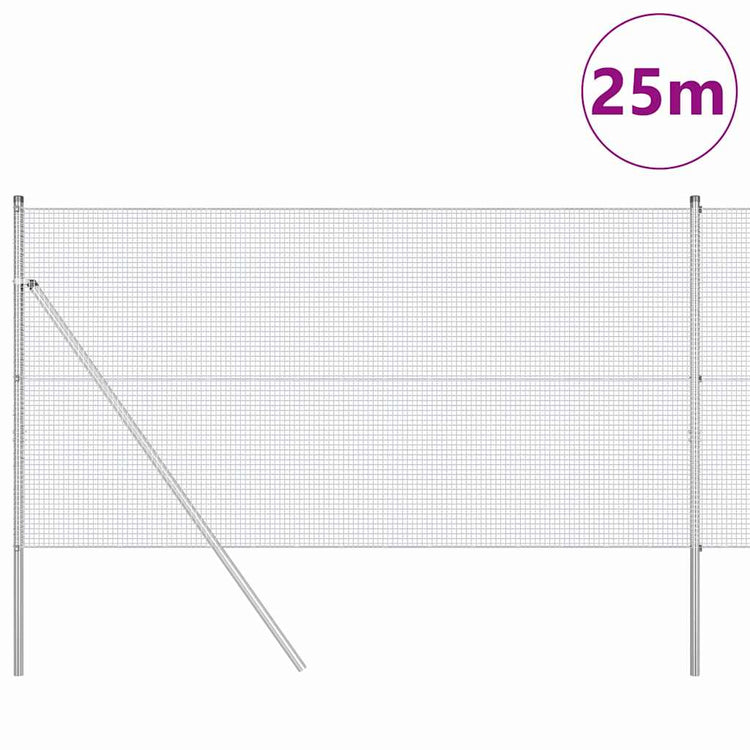 Vidaxl Zaunpfahl Silber 25 x 1,2 m (16 x 16 mm Maschenweite) Stahl