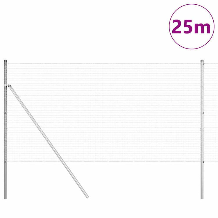 Vidaxl Zaunpfahl Silber 25 x 1,4 m (19 x 19 mm Maschenweite) Stahl